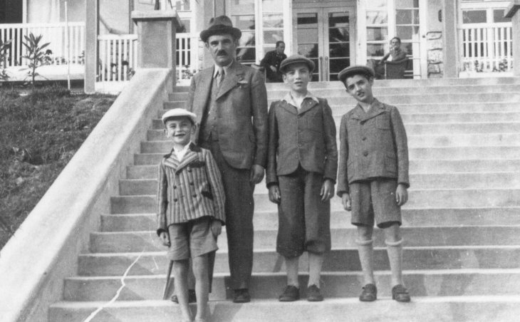Aron Grunhut with sons Benny, left, and Leo, center. The son on right is unidentified. Aron Grunhut with sons Benny, left, and Leo, center. The son on right is unidentified.
