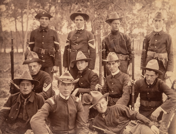 Sam Greenblatt (top, left) with his unit during the Spanish-American War, c.1899. Sam Greenblatt (top, left) with his unit during the Spanish-American War, c.1899.