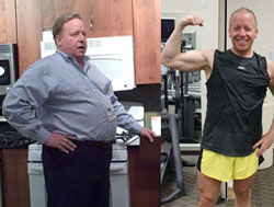 Before: Eric at 330 pounds, withdrawn and sluggish After: At 180 pounds, happy and active
